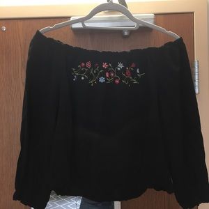 Black off the shoulder blouse